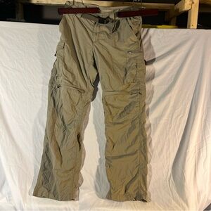 Columbia Omni-Shade Convertible Cargo Hiking Pants Tan w/belt 34x32